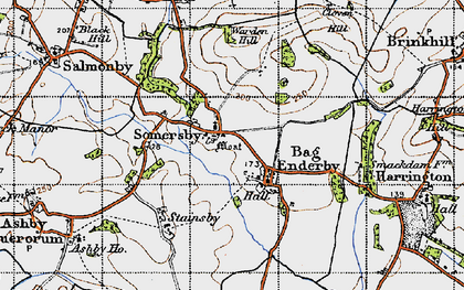 Old map of Somersby in 1946