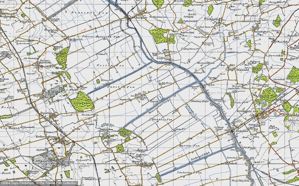 Old Map of Historic Map covering Blankney Fen in 1946