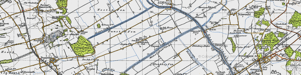 Old map of Blankney Fen in 1946