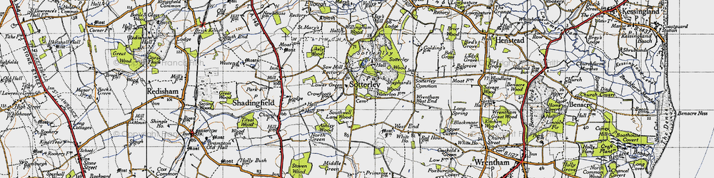 Old map of Sotterley in 1946