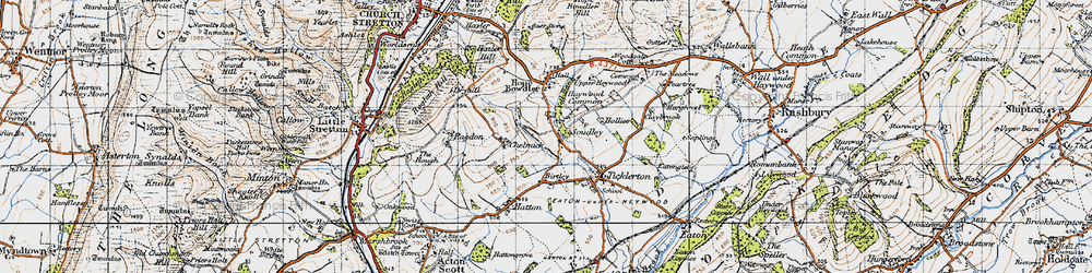 Old map of Soudley in 1947