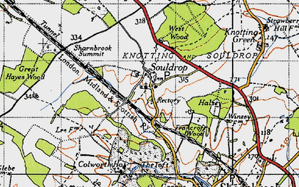 Old map of Souldrop in 1946