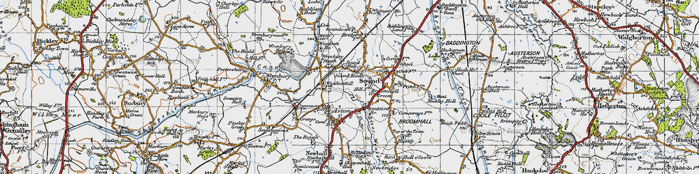 Old map of Wrenbury Sta in 1947
