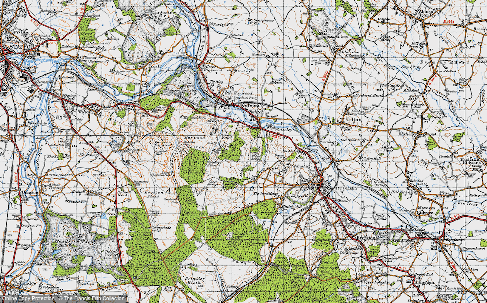 Old Map of Historic Map covering Wolseley Plain in 1946