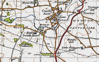 Old map of South Acre in 1946