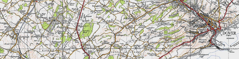 Old map of South Alkham in 1947