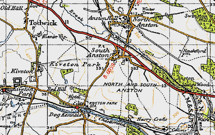Old map of South Anston in 1947