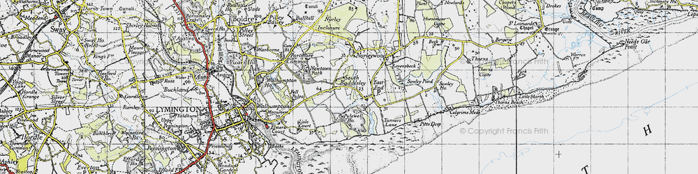 Old map of South Baddesley in 1945