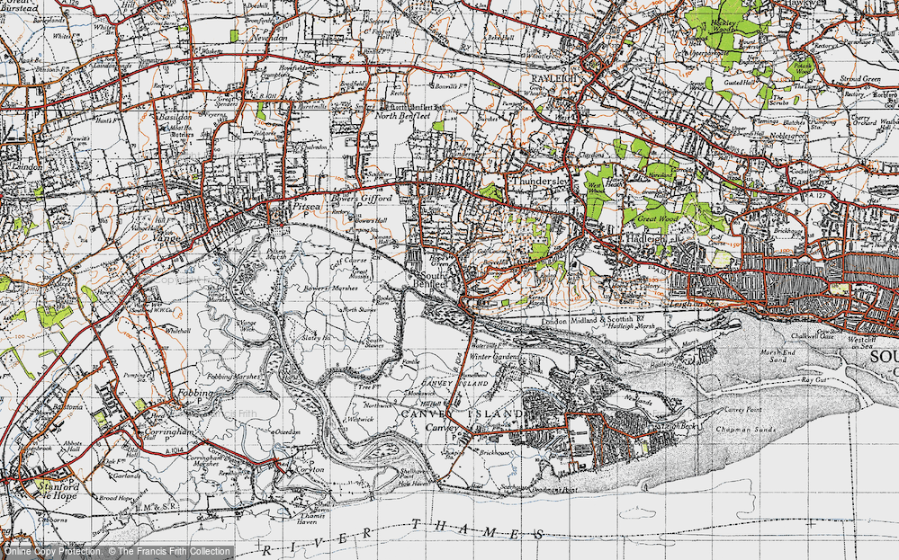 Old Map of South Benfleet, 1945 in 1945