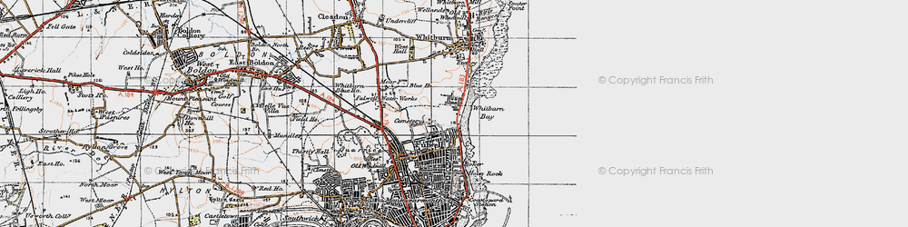 Old map of Whitburn Bay in 1947