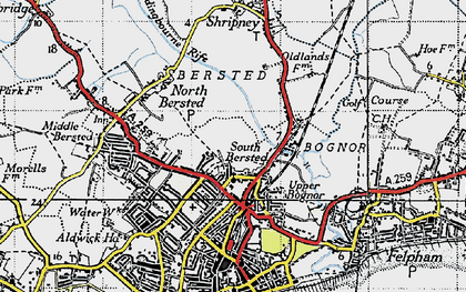 Old map of South Bersted in 1945