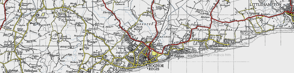 Old map of South Bersted in 1945