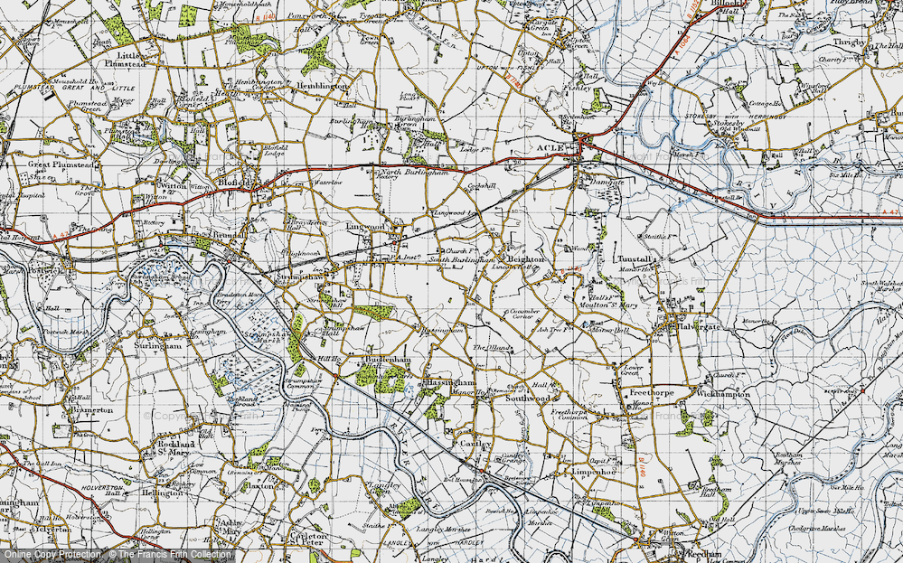 Old Map of South Burlingham, 1945 in 1945