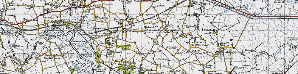 Old map of South Burlingham in 1945