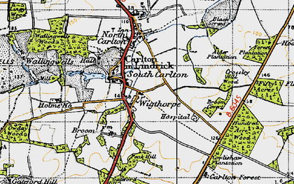 Old map of South Carlton in 1947