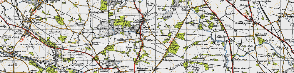 Old map of South Carlton in 1947