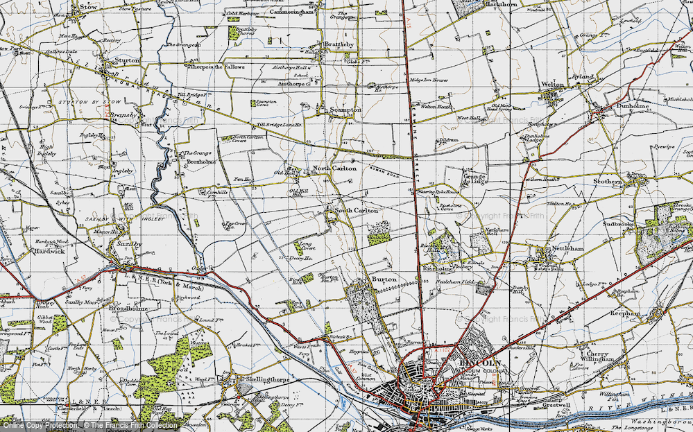 Old Map of Historic Map covering Watering Dyke Houses in 1947