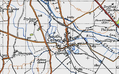 Old map of South Cerney in 1947