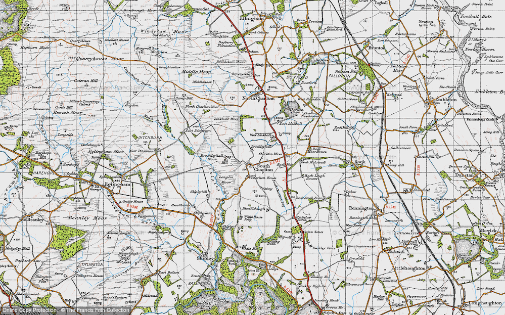 Old Map of Historic Map covering Brockleyhall Moor in 1947