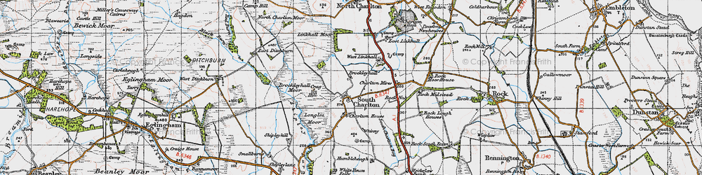 Old map of Brockleyhall Moor in 1947