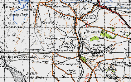 Old map of South Cornelly in 1947
