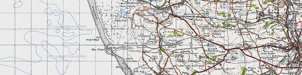 Old map of South Cornelly in 1947