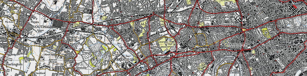 Old map of South Ealing in 1945