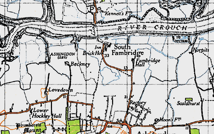 Old map of South Fambridge in 1945