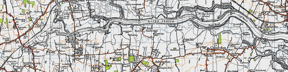 Old map of South Fambridge in 1945
