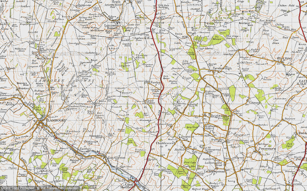 Old Map of Historic Map covering Whatcombe in 1947