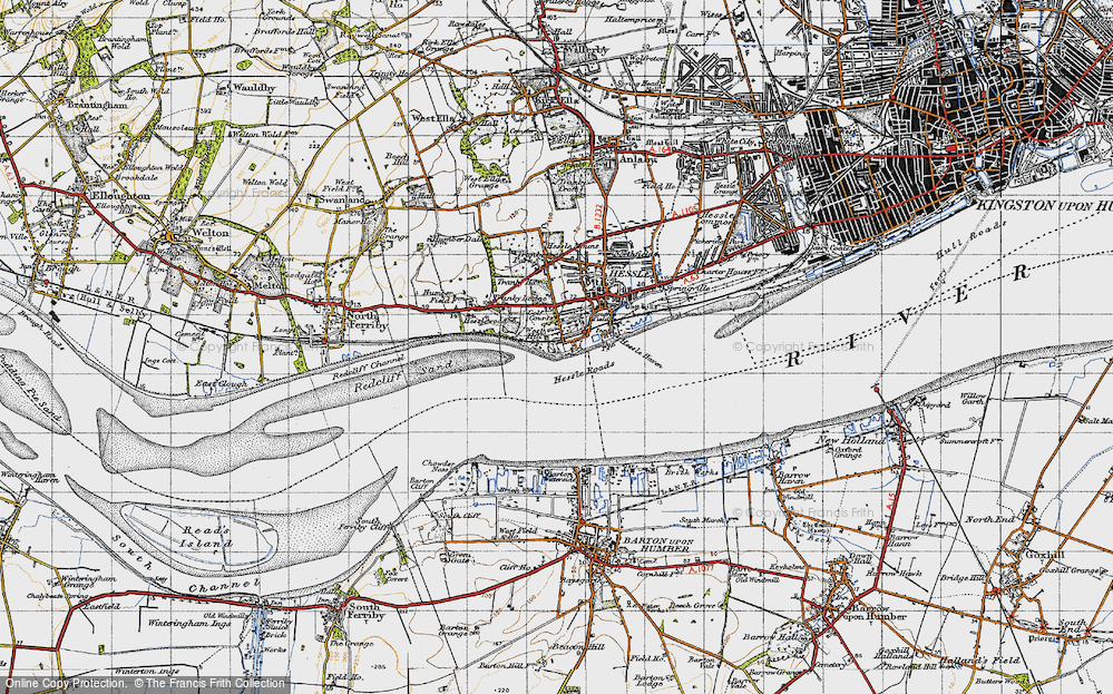 Old Map of Historic Map covering Humber Bridge in 1947