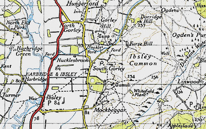 Old map of South Gorley in 1940