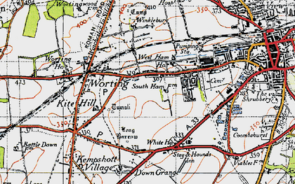 Old map of South Ham in 1945