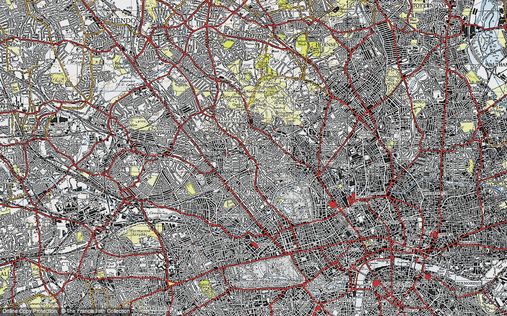 Old Map of South Hampstead, 1945 in 1945