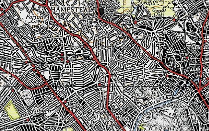 Old map of South Hampstead in 1945