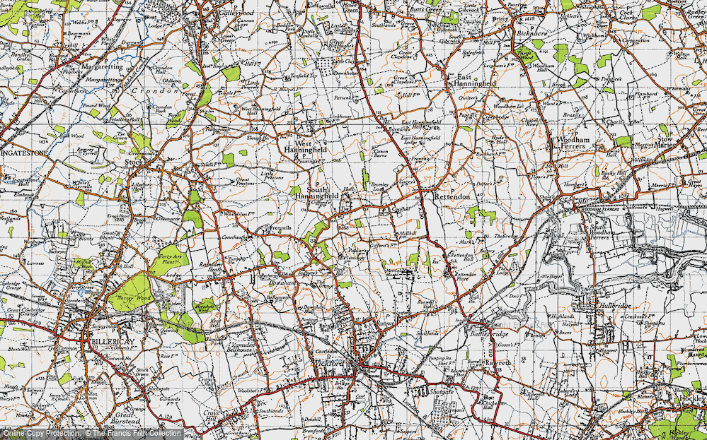 Old Map of South Hanningfield, 1945 in 1945