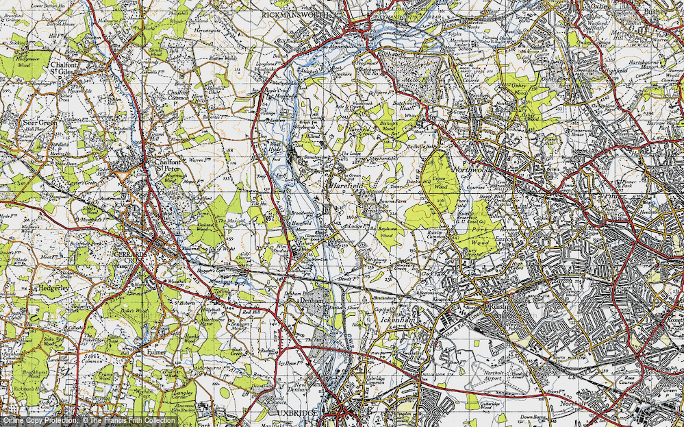 Old Map of South Harefield, 1945 in 1945