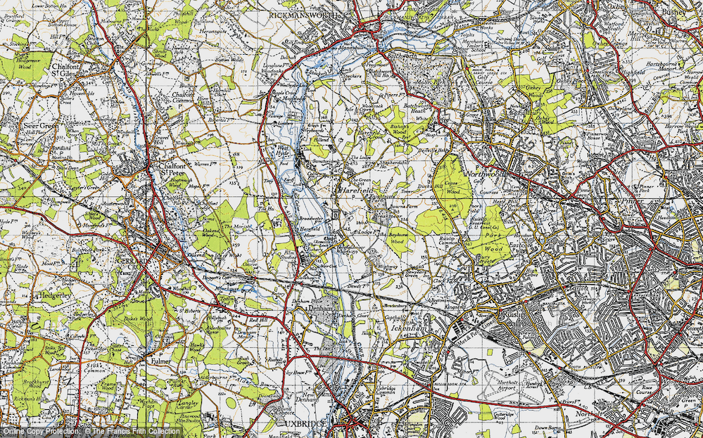 Historic Ordnance Survey Map Of South Harefield 1945