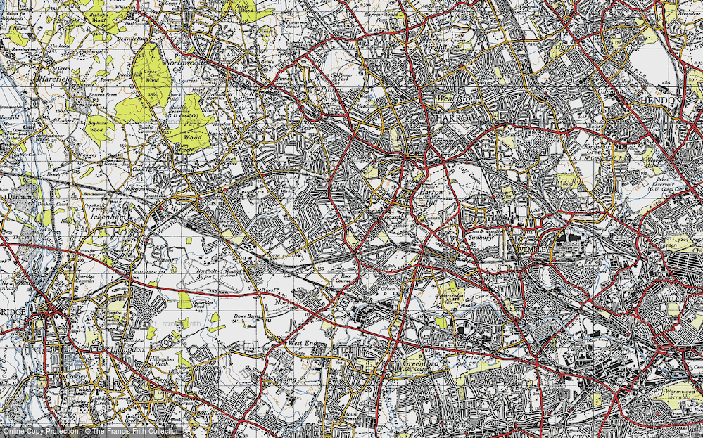 Old Map of South Harrow, 1945 in 1945