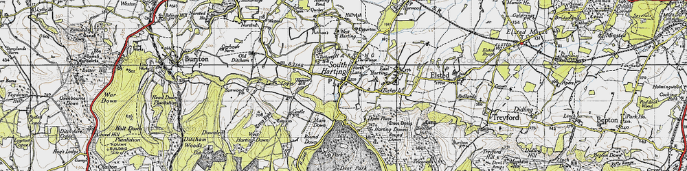 Old map of South Harting in 1945