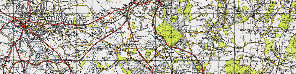 Old map of South Hatfield in 1946