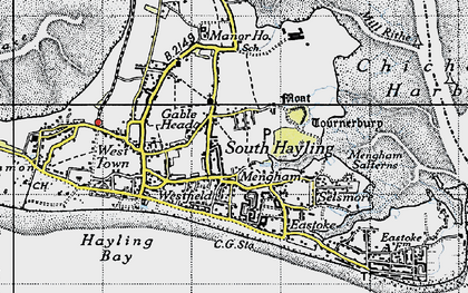 Old map of South Hayling in 1945