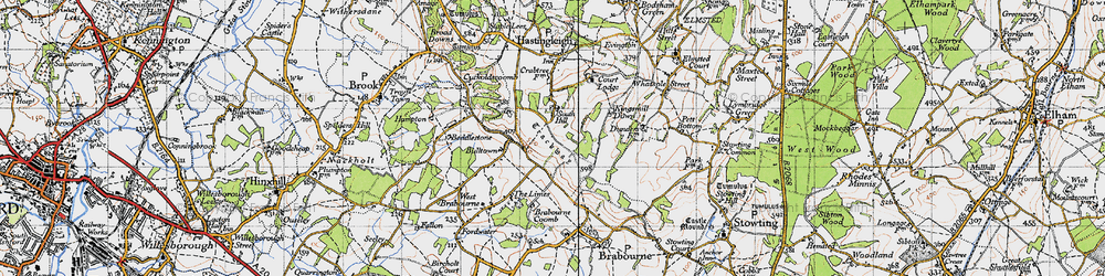 Old map of Brabourne Coomb in 1940