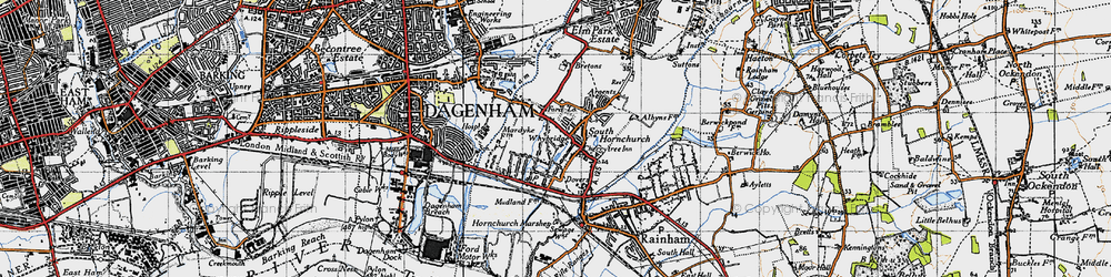 Old map of South Hornchurch in 1946