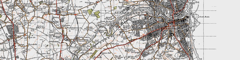 Old map of South Hylton in 1947