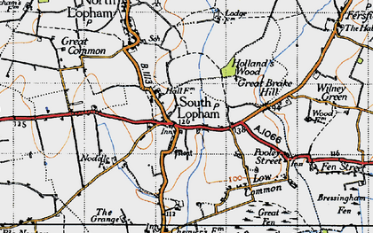 Old map of South Lopham in 1946