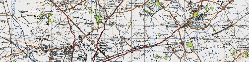 Old map of South Marston in 1947