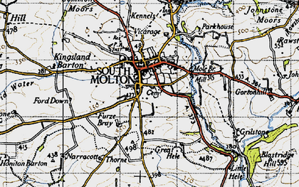 Old map of South Molton in 1946