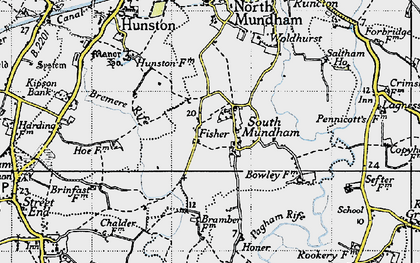 Old map of South Mundham in 1945