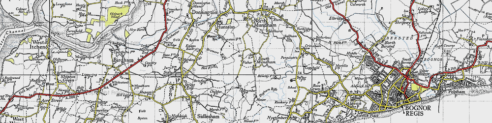 Old map of South Mundham in 1945